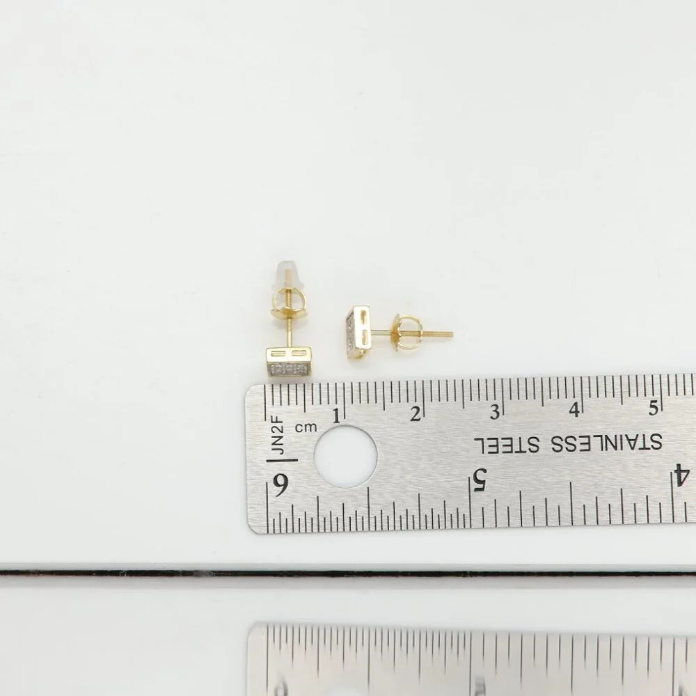 14k Small Square Diamond Earrings Lab Diamonds Studs Real 14k Gold - Picture 2 of 6